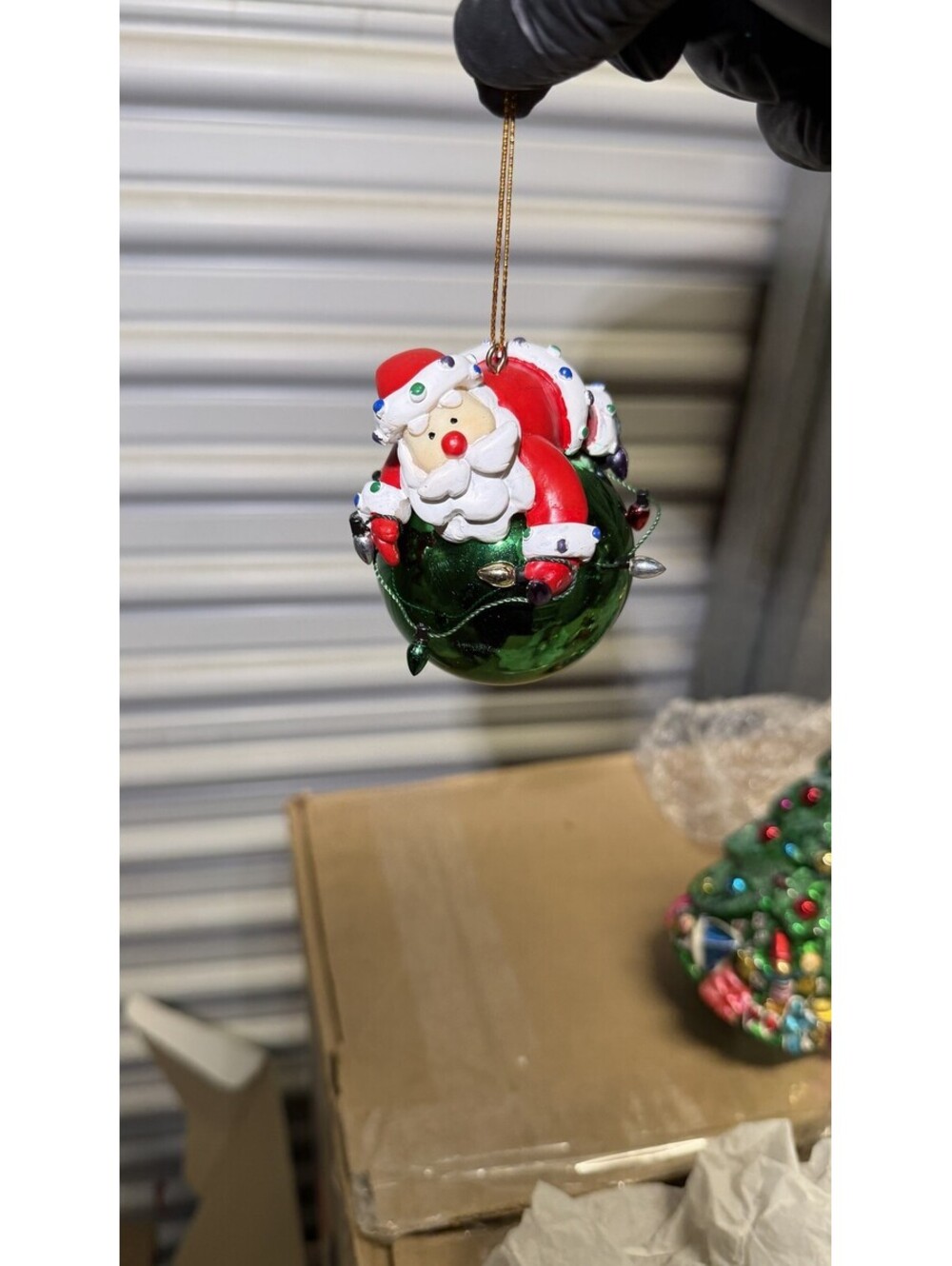 Santa Claus on Green Ball Christmas Ornament Holiday Decor